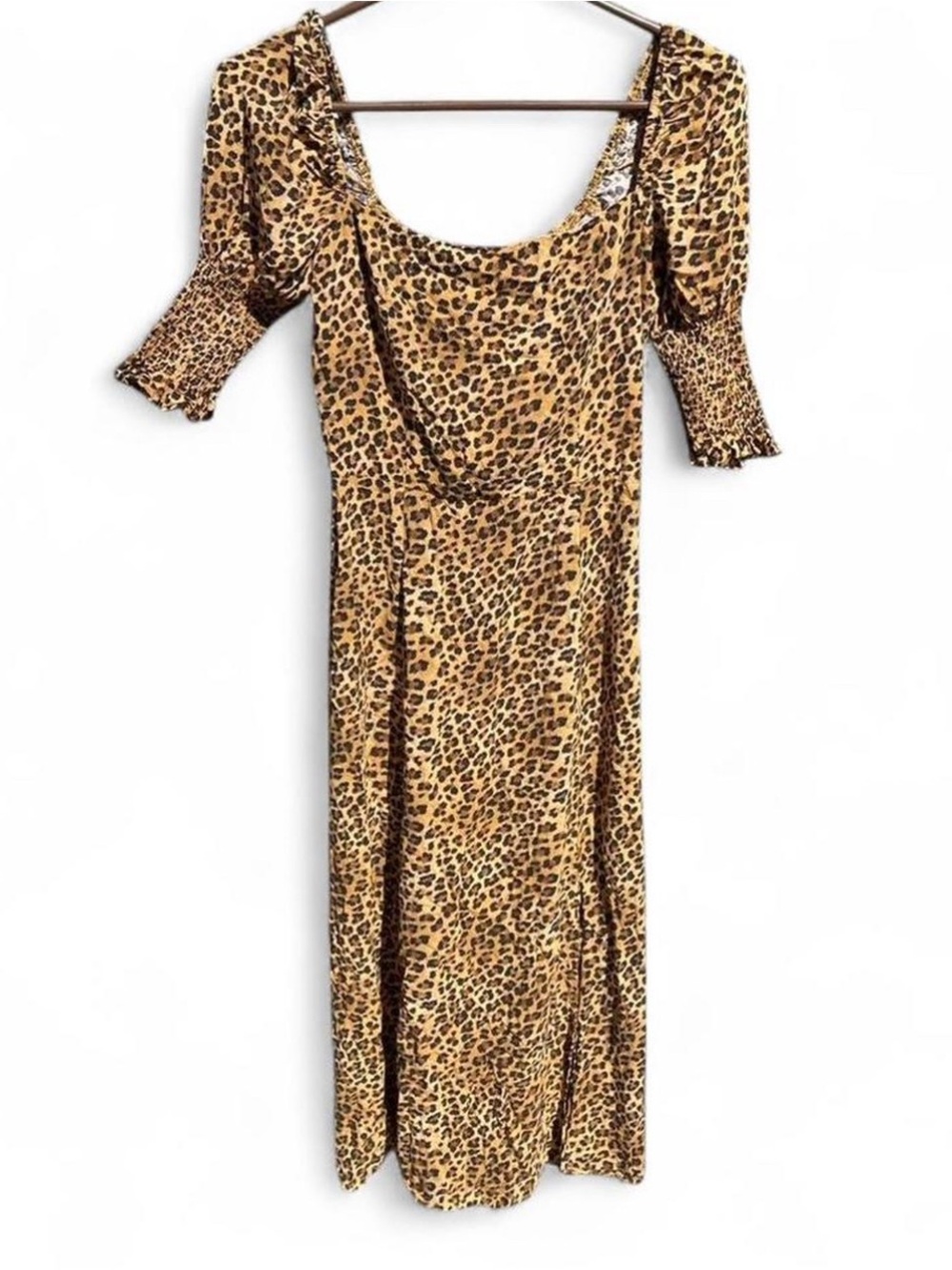 Blue Rain Leopard-Print Midi Dress in Tan and Black